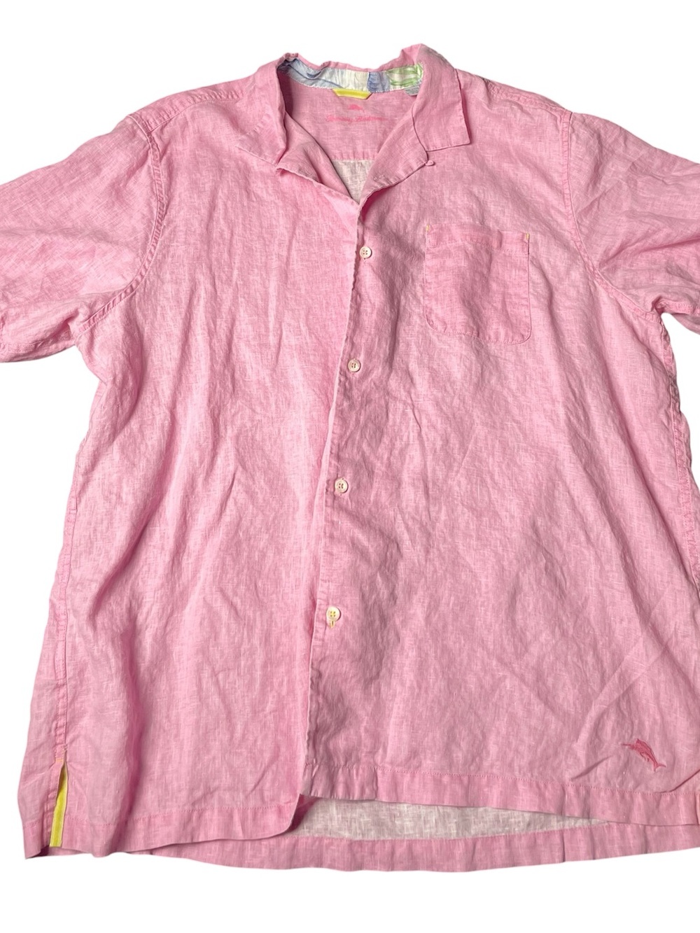 Tommy Bahama Pink Short-Sleeve Linen Button-Down Shirt XXXL/TTTG Like New
